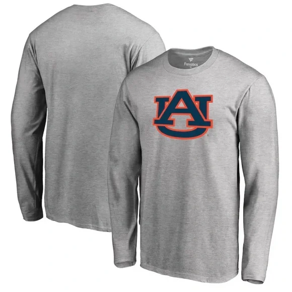 NEW Mens 4XL Auburn Tigers Primary Logo Long Sleeve T-Shirt - Ash - Picture 1 of 3